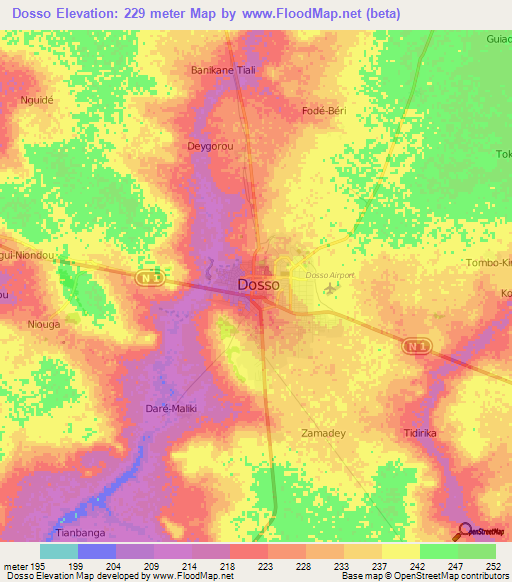 Dosso,Niger Elevation Map