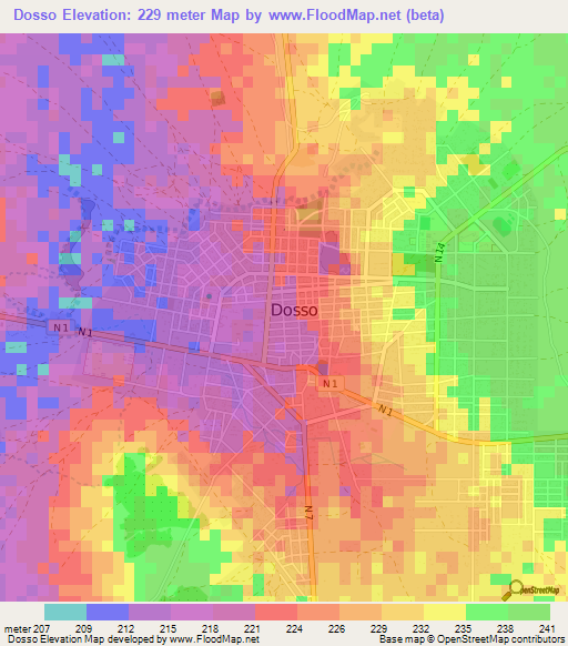 Dosso,Niger Elevation Map