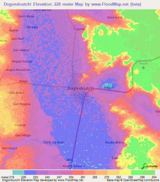 Dogondoutchi,Niger Elevation Map