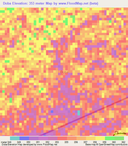 Doba,Niger Elevation Map