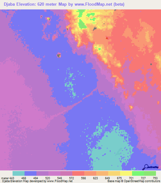 Djaba,Niger Elevation Map