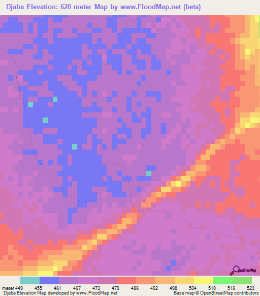 Djaba,Niger Elevation Map