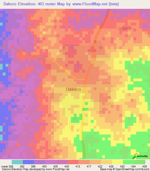 Dakoro,Niger Elevation Map