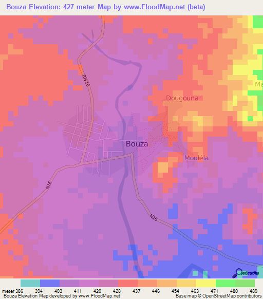 Bouza,Niger Elevation Map