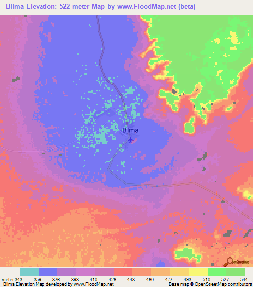 Bilma,Niger Elevation Map