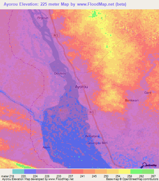 Ayorou,Niger Elevation Map