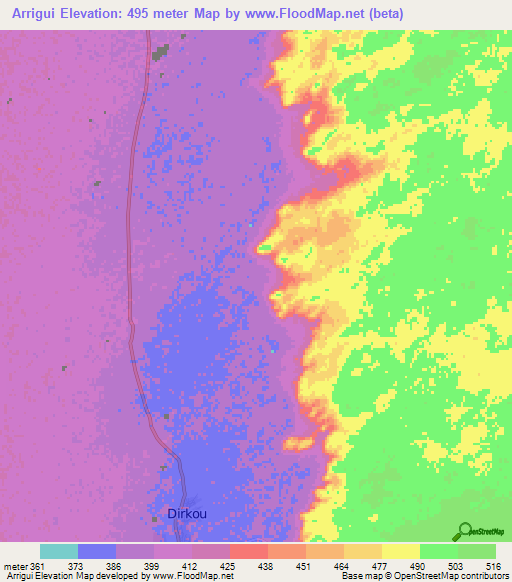 Arrigui,Niger Elevation Map