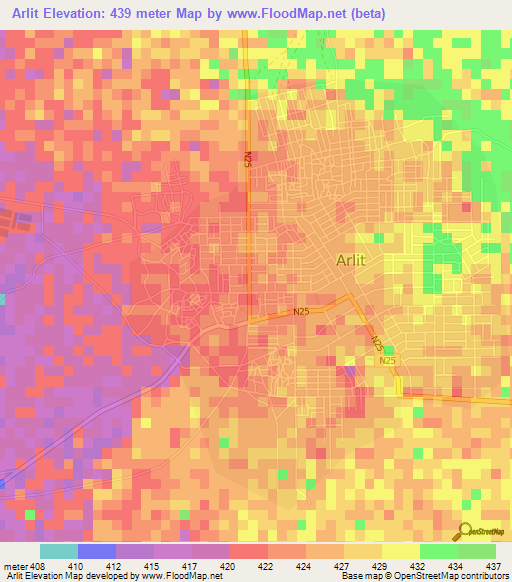 Arlit,Niger Elevation Map