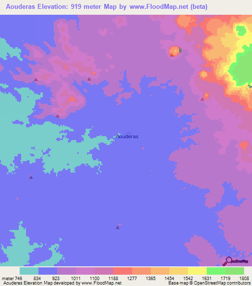 Aouderas,Niger Elevation Map