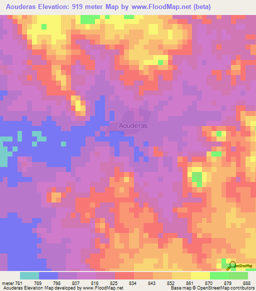 Aouderas,Niger Elevation Map