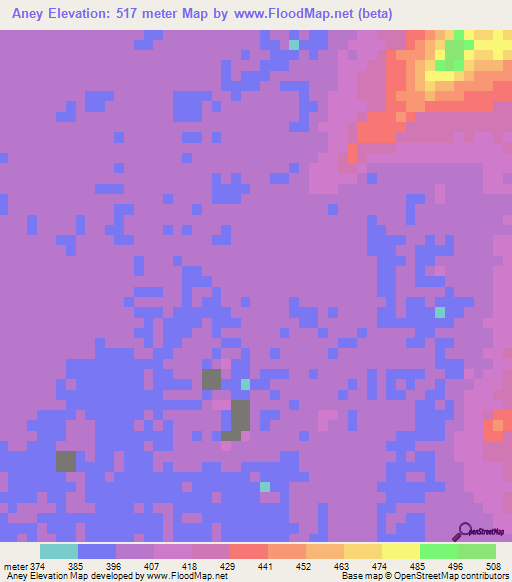 Aney,Niger Elevation Map