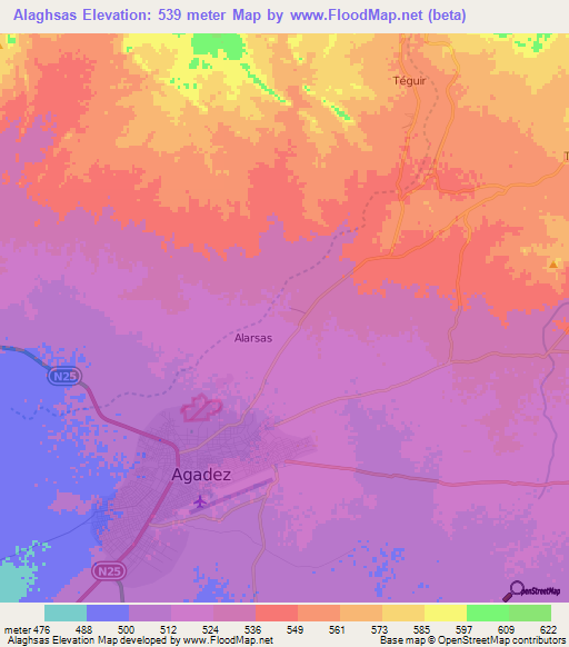 Alaghsas,Niger Elevation Map