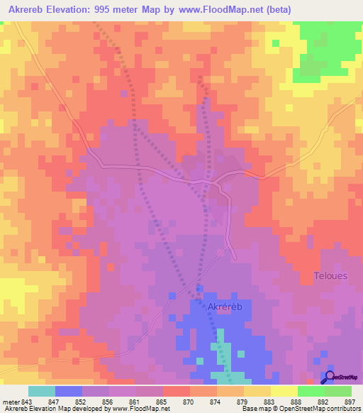 Akrereb,Niger Elevation Map