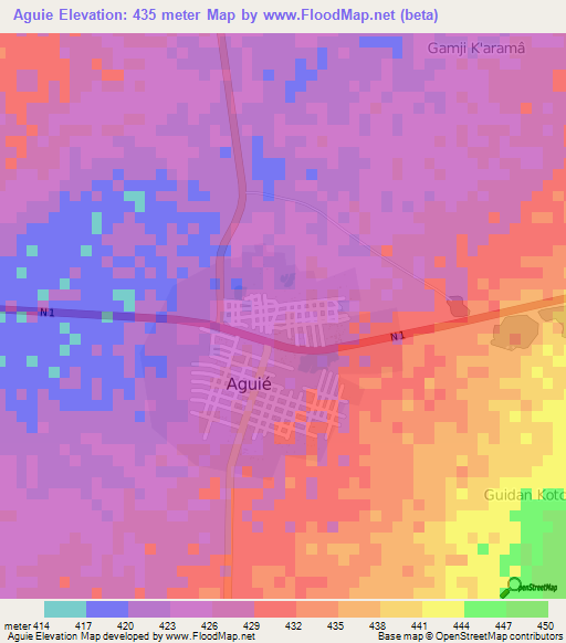 Aguie,Niger Elevation Map