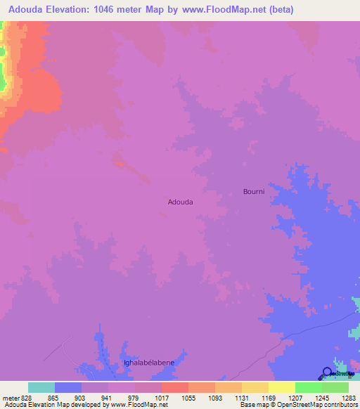 Adouda,Niger Elevation Map