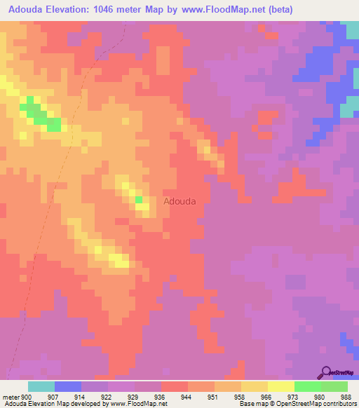 Adouda,Niger Elevation Map