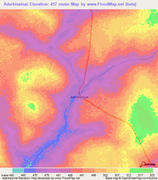 Aderbissinat,Niger Elevation Map