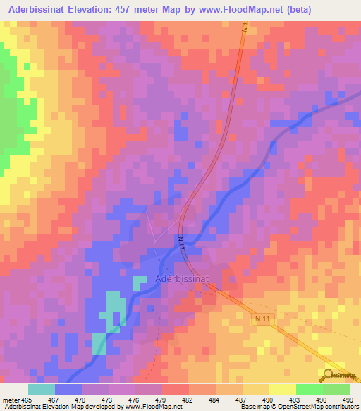 Aderbissinat,Niger Elevation Map