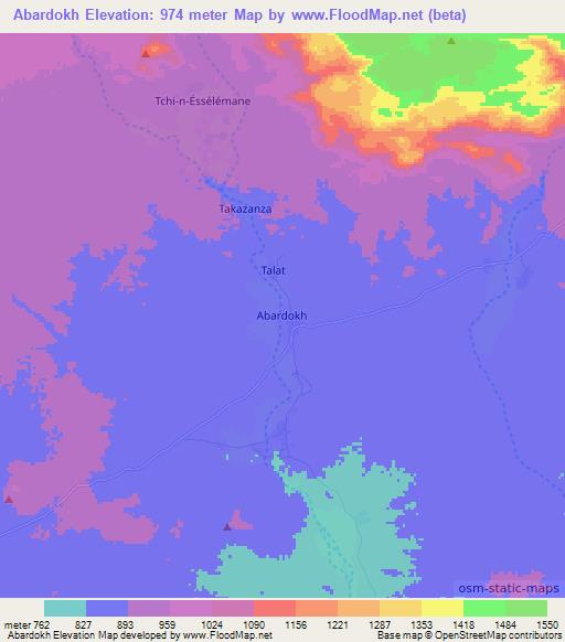 Abardokh,Niger Elevation Map