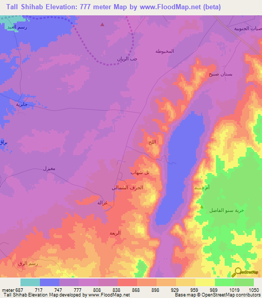 Tall Shihab,Syria Elevation Map