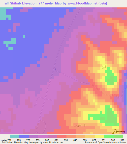 Tall Shihab,Syria Elevation Map