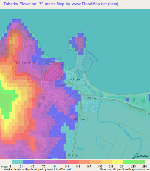 Tabarka,Tunisia Elevation Map