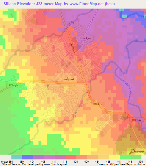 Siliana,Tunisia Elevation Map