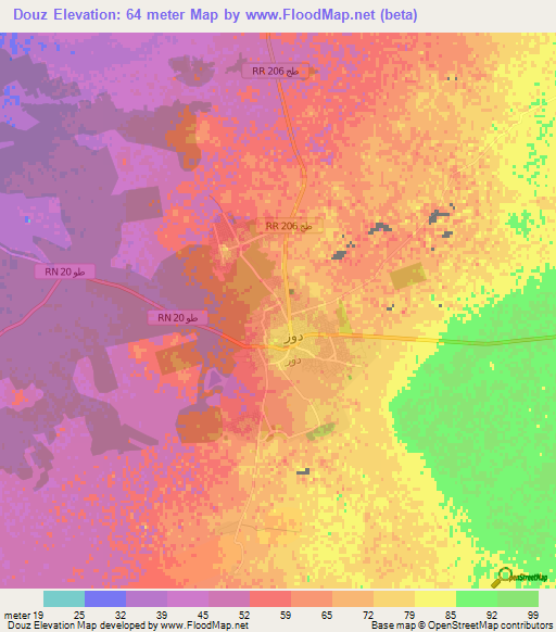 Douz,Tunisia Elevation Map