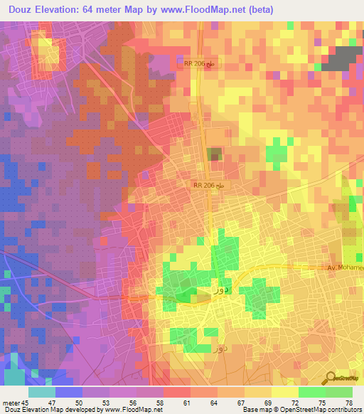 Douz,Tunisia Elevation Map