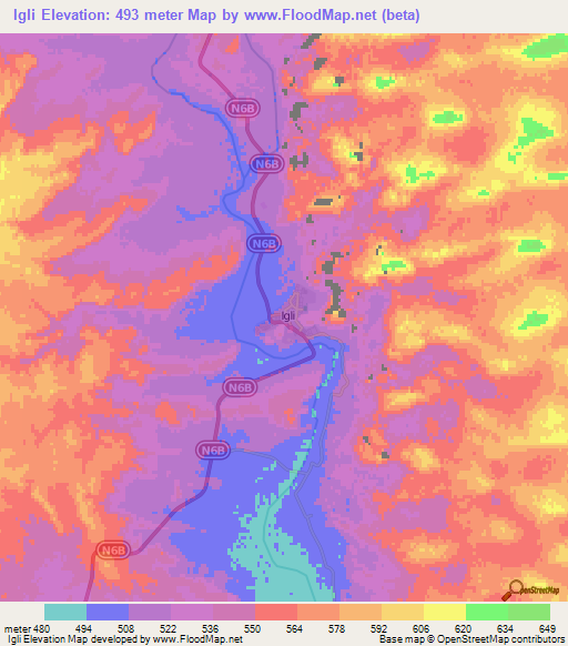 Igli,Algeria Elevation Map