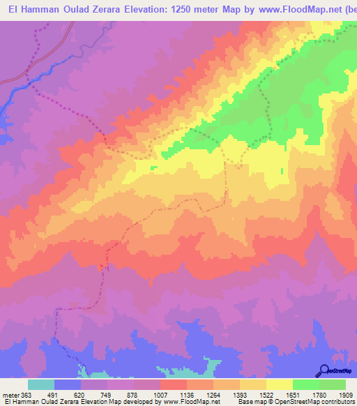 El Hamman Oulad Zerara,Algeria Elevation Map