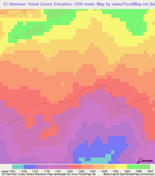 El Hamman Oulad Zerara,Algeria Elevation Map