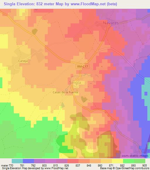 Singla,Spain Elevation Map