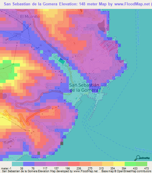 San Sebastian de la Gomera,Spain Elevation Map