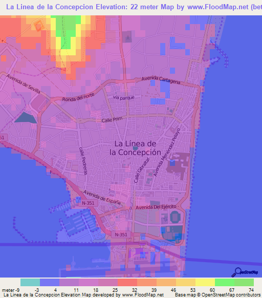 Elevation of La Linea de la Concepcion,Spain Elevation Map, Topography ...