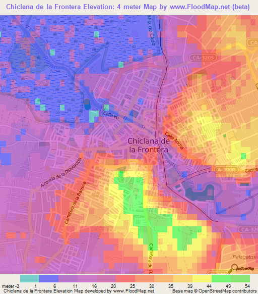 Chiclana de la Frontera,Spain Elevation Map