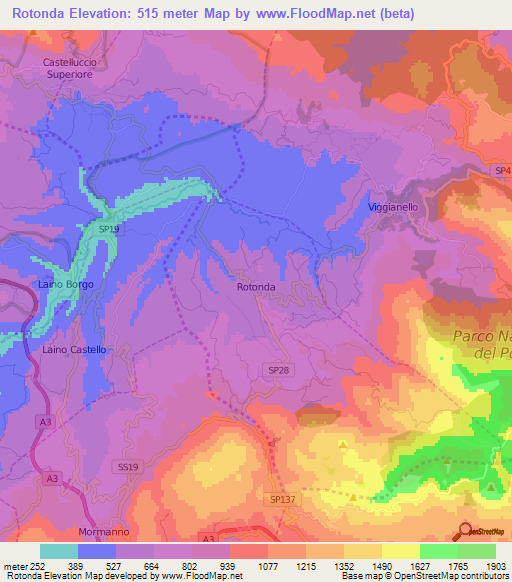 Rotonda,Italy Elevation Map