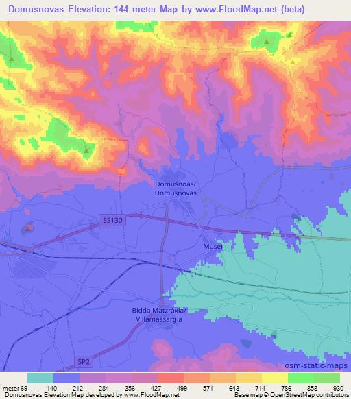 Domusnovas,Italy Elevation Map