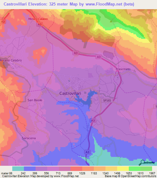 Castrovillari,Italy Elevation Map