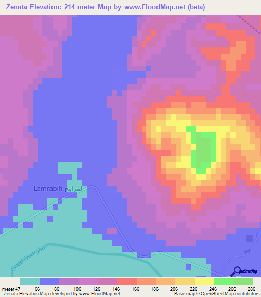 Zenata,Morocco Elevation Map