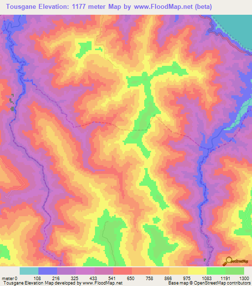 Tousgane,Morocco Elevation Map