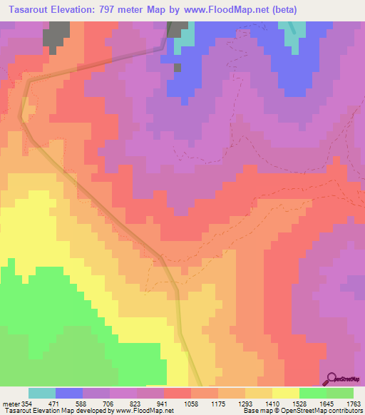 Tasarout,Morocco Elevation Map