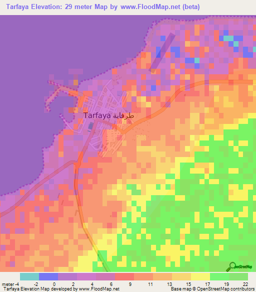 Tarfaya,Morocco Elevation Map