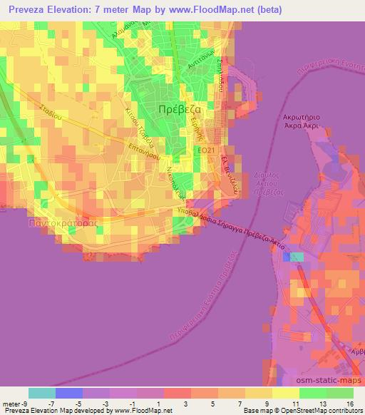 Elevation of Preveza,Greece Elevation Map, Topography, Contour