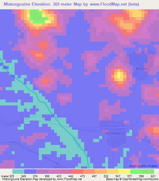 Mlatongouine,Guinea Elevation Map