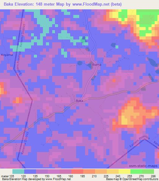 Baka,Sierra Leone Elevation Map