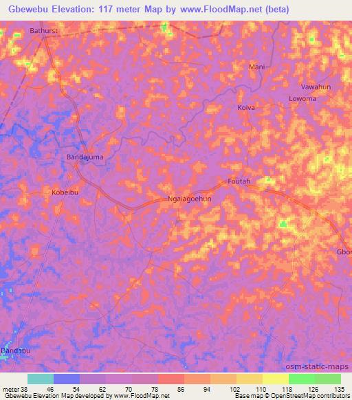 Gbewebu,Sierra Leone Elevation Map