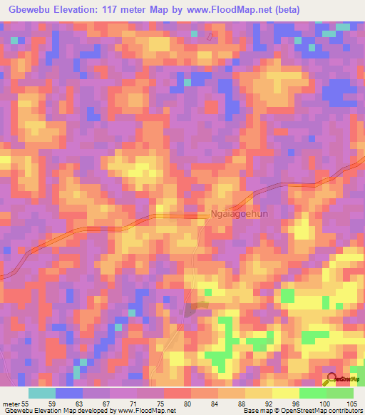 Gbewebu,Sierra Leone Elevation Map