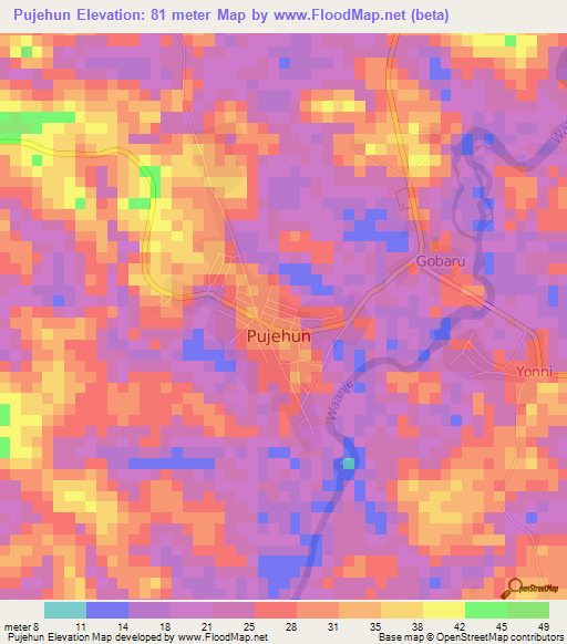 Pujehun,Sierra Leone Elevation Map