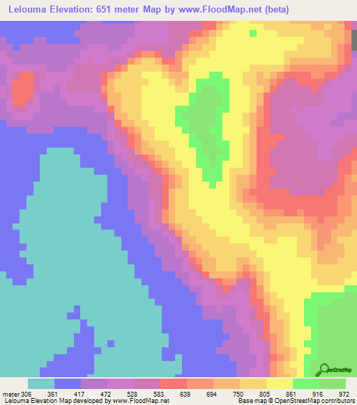 Lelouma,Guinea Elevation Map